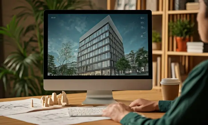 Architect Reviewing AI Generated Building Renders