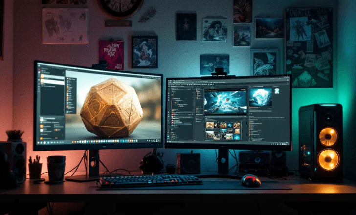 Game developer working with a 3D model inside a game engine.