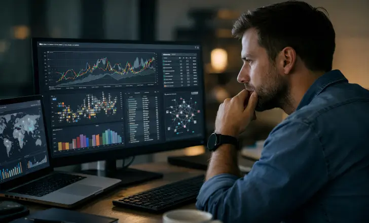 Designer reviewing complex data challenges in multimodal AI systems